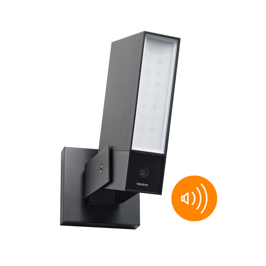 smart outdoor camera with siren - black