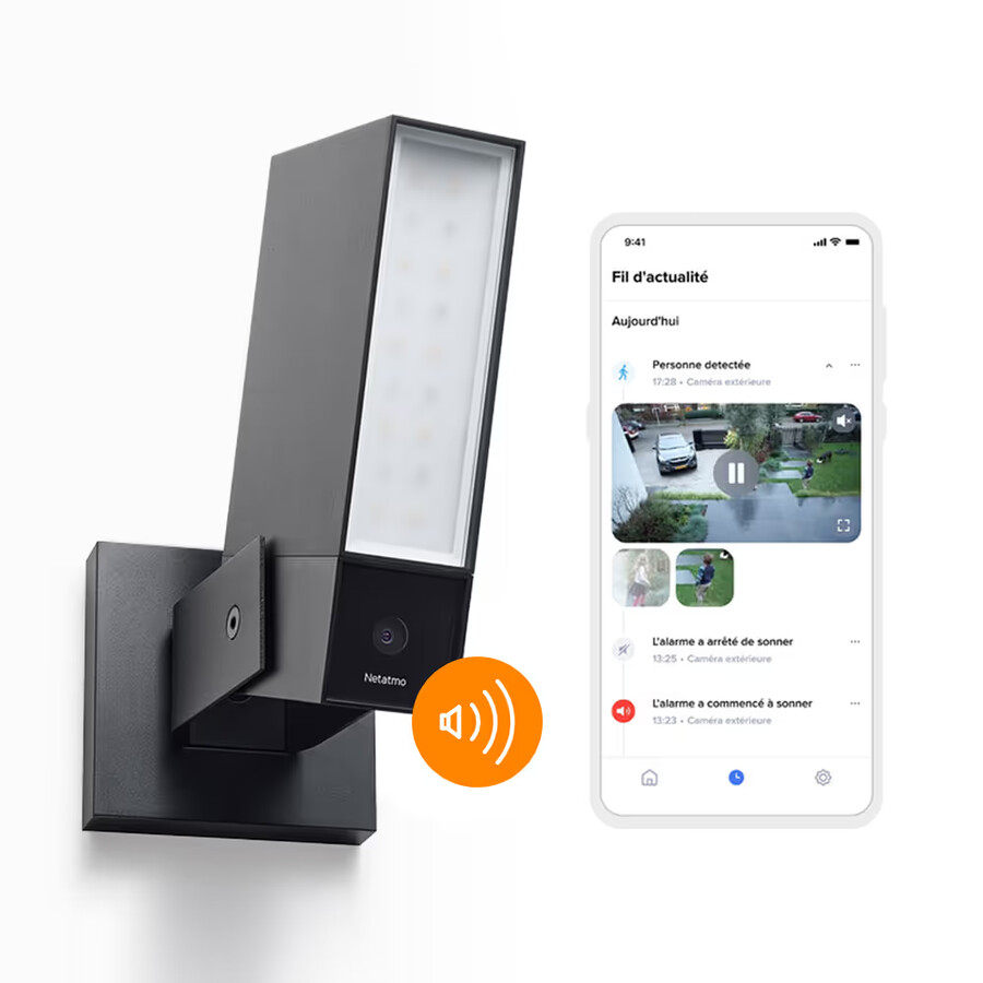 smart outdoor camera with siren - black