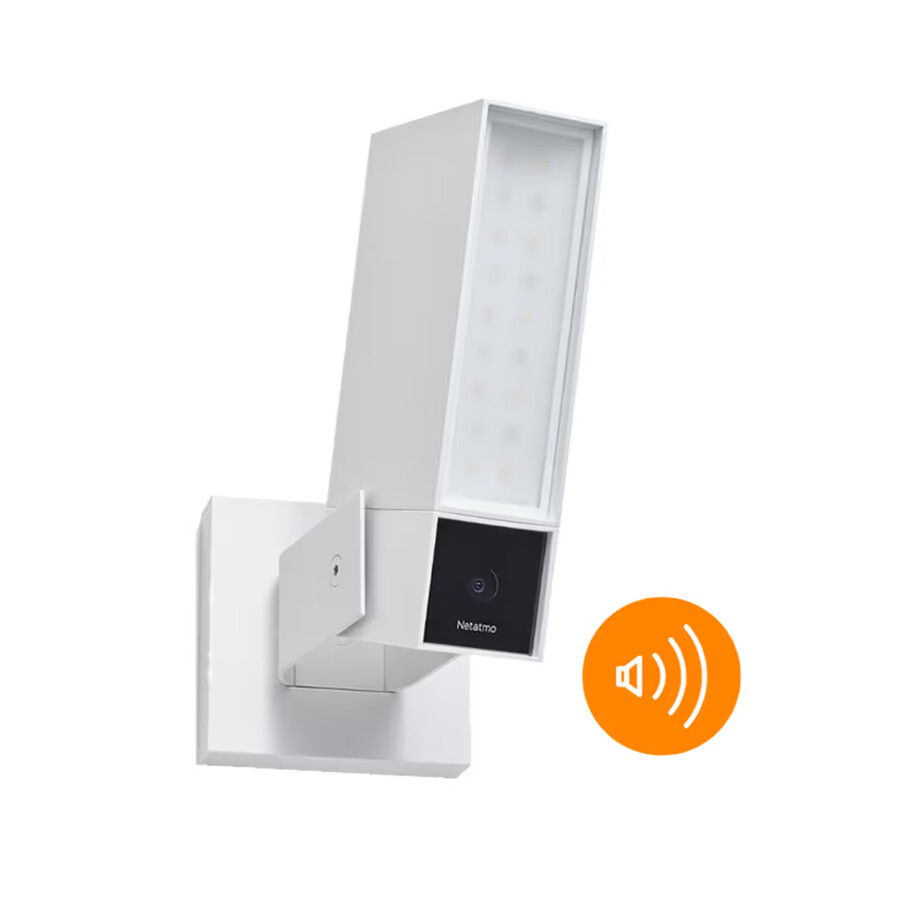 smart outdoor camera with siren - white